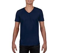 Gildan Men's Soft Style V-Neck T-Shirt, Blue (Navy), Small