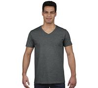 Gildan Men's Soft Style V-Neck T-Shirt, Grey (Dark Heather), Small