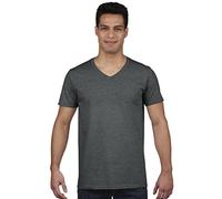 Gildan Men's Soft Style V-Neck T-Shirt, Grey (Dark Heather), XX-Large