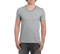 Gildan Men's Soft Style V-Neck T-Shirt, Grey (Rs Sport Grey), Medium