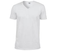 Gildan Men's Soft Style V-Neck T-Shirt, White, Large