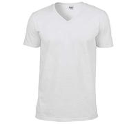 Gildan Men's Soft Style V-Neck T-Shirt, White, Small