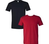 Gildan Men's Softstyle Cotton T-Shirt, Style G64000, 2-Pack, Black/Antique Cherry, XXL