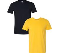 Gildan Men's Softstyle Cotton T-Shirt, Style G64000, 2-Pack, Black/Daisy, XXL