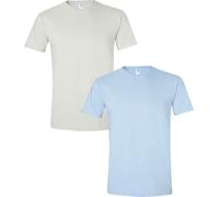 Gildan Men's Softstyle Cotton T-Shirt, Style G64000, 2-Pack, White/Light Blue, Large