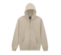 (XXL, Sand) Gildan Unisex Adult Softstyle Fleece Midweight Full Zip Hoodie
