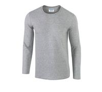 Gildan Men's Softstyle Polycotton Long-Sleeved T-Shirt in Grey | Size: 2XL Gildan Grey 2XL