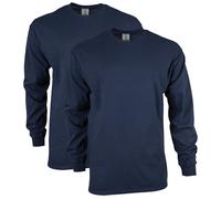 GILDAN Men's Ultra Cotton Adult Long Sleeve T-shirt, 2-pack T Shirt, Navy, XL UK