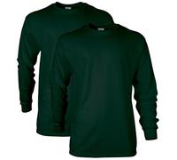 Gildan Men's Ultra Cotton Long Sleeve T-Shirt, Style G2400, Multipack, Forest Green (2-Pack), S (Pack of 2)