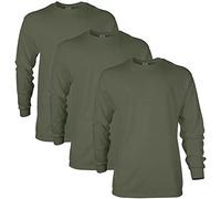 Gildan Men's Ultra Cotton Long Sleeve T-Shirt, Style G2400, Multipack, Military Green (3-Pack), Large (Pack of 3)