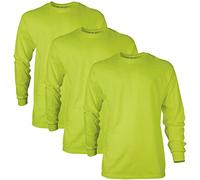 Gildan Men's Ultra Cotton Long Sleeve T-Shirt, Style G2400, Multipack, Safety Green (3-Pack), 3XL (Pack of 3)