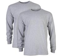 Gildan Men's Ultra Cotton Adult Long Sleeve T-Shirt, 2-Pack, Sport Grey, S