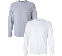 Gildan Men's Ultra Cotton Long Sleeve T-Shirt, Style G2400, Multipack, Sport Grey/White (2-pack), Medium