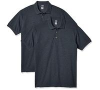 Gildan Men's Ultra Cotton Pique Sport Shirt, 2-Pack Polo, Dark Heather, Large