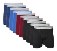 Gildan Men's Underwear Boxer Briefs, Multipack, Black/Garnet/Royal/Diamond (10-Pack, Classic Length), S (Pack of 10)