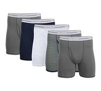 Gildan Men's Underwear Boxer Briefs, Multipack, Charcoal/Navy/Sport Grey/Military Stripe/Charcoal (5-Pack, Classic Length), M (Pack of 5)