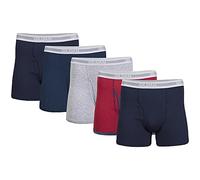 Gildan Men's Underwear Boxer Briefs, Multipack, Navy/Heather Navy/Sport Grey/Dot/Navy (5-Pack, Classic Length), XL (Pack of 5)