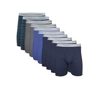Gildan Men's Underwear Boxer Briefs, Multipack, Mixed Navy (10-Pack, Classic Length), S (Pack of 10)