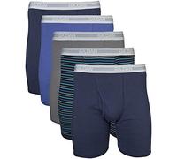Gildan Men's Underwear Boxer Briefs, Multipack, Mixed Navy (5-Pack, Classic Length), S (Pack of 5)