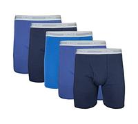 Gildan Mens Underwear Boxer Briefs, Multipack, Navy/Metro Blue/Antique Royal (5-Pack, Classic Length), L