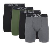 Gildan Men's Underwear Cotton Stretch Boxer Briefs Multipack Black Soot/Heather Dark Grey/Green Midnight 4-Pack 2X-Large