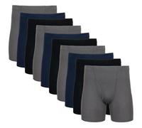 Gildan Men's Underwear Covered Waistband Boxer Briefs, Multipack, Black/Charcoal/Navy (10-Pack), M (Pack of 10)