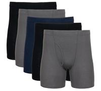 Gildan Men's Underwear Covered Waistband Boxer Briefs, Multipack, Black/Charcoal/Navy (5-pack), L