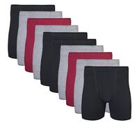 Gildan Men's Underwear Covered Waistband Boxer Briefs Multipack Black/Garnet/Graphite 10-Pack Large