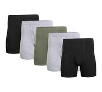 Gildan Men's Underwear Covered Waistband Boxer Briefs Multipack Black/Sport Grey Heather/Military Green 5-Pack 2X-Large
