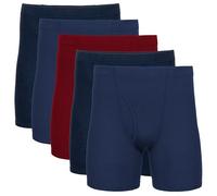 Gildan Men's Underwear Covered Waistband Boxer Briefs, Multipack, Navy/Metro Blue/Cardinal Red (5-pack), M