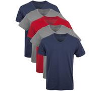 Gildan Men's V-Neck T-Shirts Multipack Style G1103 Navy/Charcoal/Cardinal Red (5-Pack) Medium