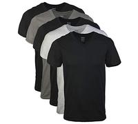 Gildan Men's V-Neck T-Shirts, Multipack, Style G1103 Undershirt, Black/Sport Grey/Charcoal (5-Pack), Large (Pack of 5)