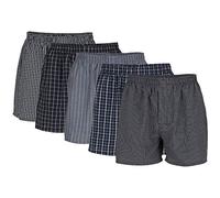 GILDAN Men's Woven Boxers, Multipack Boxer Shorts, Black Stripe Assorted (5-pack), M UK