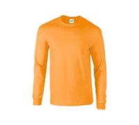 Gildan Mens Plain Crew Neck Ultra Cotton Long Sleeve T-Shirt (XL) (Safety Orange)