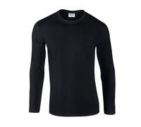 (S, Black) Gildan Unisex Adult Softstyle Plain Long-Sleeved T-Shirt