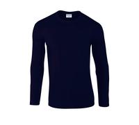 (S, Navy) Gildan Unisex Adult Softstyle Plain Long-Sleeved T-Shirt