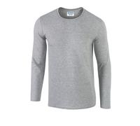 (L, Sports Grey) Gildan Unisex Adult Softstyle Polycotton Long-Sleeved T-Shirt