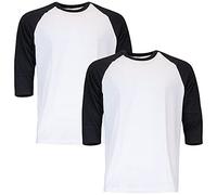Gildan Unisex's Heavy Cotton 3/4 Raglan T-Shirt, Style G5700, 2-Pack, White/Black, S (Pack of 2)