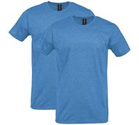 Gildan Unisex's Softstyle Cotton T-Shirt, Style G64000, Multipack, Heather Sapphire (2-Pack), Large (Pack of 2)