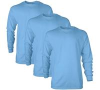 Gildan Unisex's Ultra Cotton Long Sleeve T-Shirt, Style G2400, Multipack, Carolina Blue (3-Pack), S (Pack of 3)