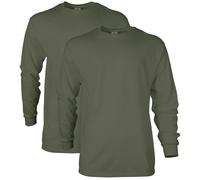Gildan Unisex's Ultra Cotton Long Sleeve T-Shirt, Style G2400, Multipack, Military Green (2-Pack), S (Pack of 2)