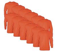 Gildan Unisex's Ultra Cotton Long Sleeve T-Shirt, Style G2400, Multipack, Orange (12-Pack), S (Pack of 12)