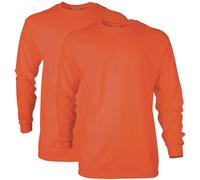 Gildan Unisex Long Sleeve Ultra Cotton T-Shirt G2400, Orange 2-Pack, L