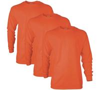 Gildan Unisex's Ultra Cotton Long Sleeve T-Shirt, Style G2400, Multipack, Orange (3-Pack), S (Pack of 3)
