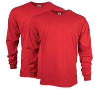 Gildan Unisex's Ultra Cotton Long Sleeve T-Shirt, Style G2400, Multipack, Red (2-Pack), S (Pack of 2)