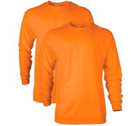 Gildan Unisex's Ultra Cotton Long Sleeve T-Shirt, Style G2400, Multipack, Safety Orange (2-Pack), 3XL (Pack of 2)