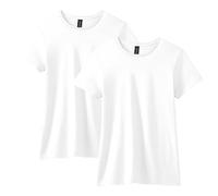Gildan Women's Fitted Cotton T-Shirt, 2-Pack, White, Large