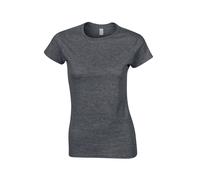 (14 UK, Dark Heather) Gildan Womens/Ladies Softstyle Heather Ringspun Cotton Fitted T-Shirt