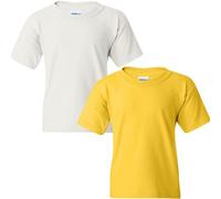 Gildan Youth Heavy Cotton T-Shirt, Style G5000B, 2-Pack, White/Daisy, Medium