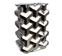 GILDE Apollo Ceramic Vase, Height 30 cm, Rectangular, Glossy, Silver, Decorative Vase